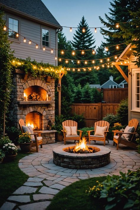 Backyard Round Fire Pit Ideas, Triangle Shaped Backyard Design, Backyard With Gazebo Ideas, Outdoor Living Design Backyard Ideas, Whimsical Front Yard, Tiny Garden Ideas Backyards, Cottage Deck Ideas, Porch Ideas Backyard, European Backyard Ideas