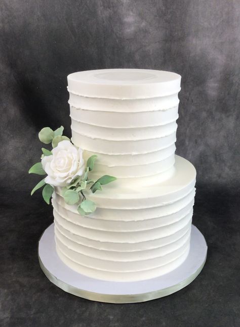 Simple White 2 Tier Wedding Cake, 2 Tier Wedding Cake, Wedding Cake Simple Elegant, 2 Tier Wedding Cakes, Summer Wedding Cakes, Wedding Cake Ideas, March Wedding, Simple Wedding Cake, Cake Decorating Designs