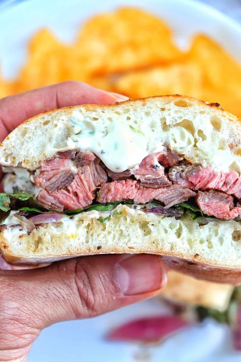 Best Steak Sandwich, Steak Sandwich Recipe, Sandwich Buffet, Creamy Horseradish, Steak Wraps, Steak Sandwich Recipes, Creamy Horseradish Sauce, Horseradish Sauce, Steak Sandwich