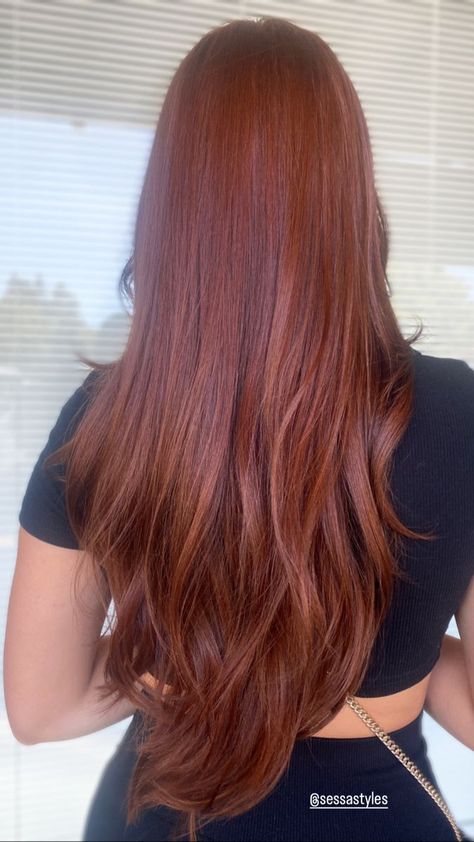 Dark Copper Red Hair Color Curly, From Dark Brown To Red Hair, Hair Color Ideas Red Orange, Copper Hair Red Undertone, Red Hair From Brown, Deep Copper Red Hair Color, Dark Copper Hair Tan Skin, Single Process Red Hair Color, Cherry Ginger Hair