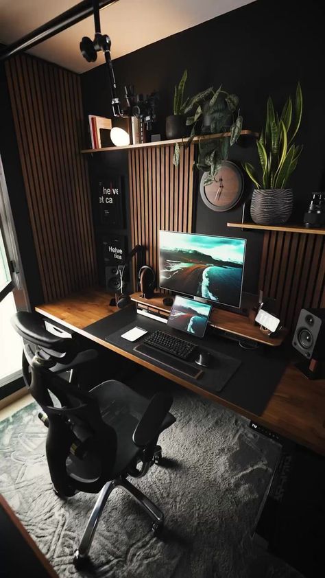 Setup Tour by @matdilisio | Minimal Desk Setups | Minimal Desk Setups · Original audio Standing Desk Setup, Minimal Desk Setup, Modern Home Offices, Home Office Layout, Home Studio Setup, Cozy Home Office, Small Home Offices, Office Guest Room, Inspiration Kitchen