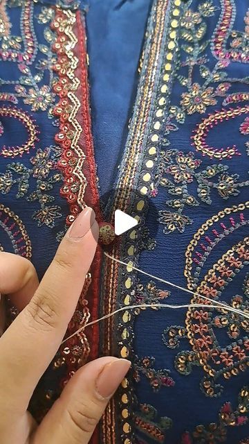 Stitching Hacks, Fancy Ball, Tandoori Masala, Fancy Buttons, Eid Dresses, Embroidery Stitches Tutorial, Crystal Buttons, Leftover Fabric, Flower Embroidery Designs