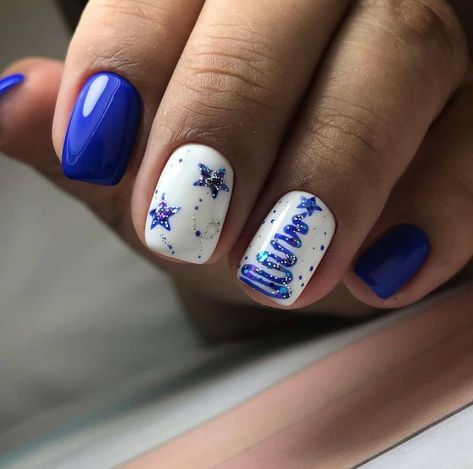 Blue Christmas Nails, Unghie Sfumate, Tree Nails, Square Nail Designs, Christmas Gel Nails, Cute Gel Nails, Xmas Nails, Stick On Nails, Artificial Nails