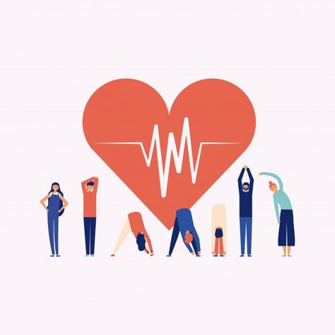 Persona haciendo ejercicio alrededor de ... | Free Vector #Freepik #freevector #personas #corazon #mujer #linea Yoga Prenatal, Do Exercise, Aerobic Exercise, Keep Fit, Physical Education, Stay Motivated, Heart Health, Online Workouts, Regular Exercise