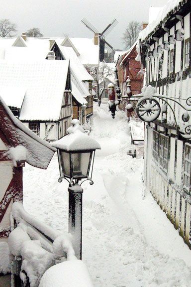 Denmark Winter, Old School Room, Old Classroom, Christmas Towns, Winter Cabin, Snow Village, Christmas Town, School Room, Christmas Wonderland