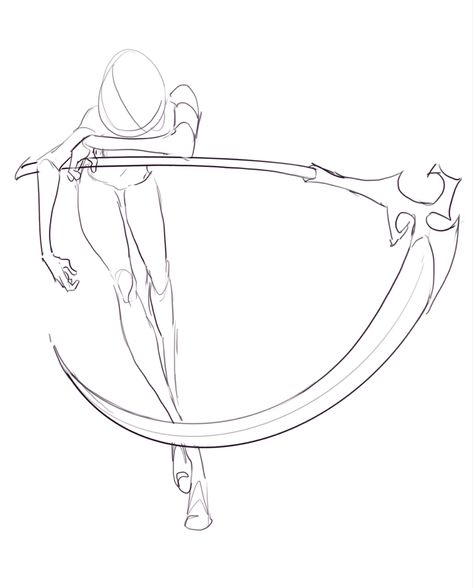 Sythe Reference Pose, Bow Character Poses, Someone Crossing Their Arms Reference, Claw Poses Drawing, Pose With Spear Reference, Sythe Poses Drawing Male, Sycthe Drawings, Polearm Poses Drawing, Pose Ideas Sketch