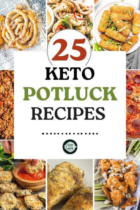 Collage featuring pictures of keto potluck dishes Easy Keto Potluck Dishes, Potluck Dishes Keto, Keto Recipes For A Crowd, Keto Buffet Ideas, Keto Potluck Dishes, Keto Friendly Potluck Recipes, Keto Pot Luck, Keto Dishes For Potluck, Keto Potluck Recipes For A Crowd