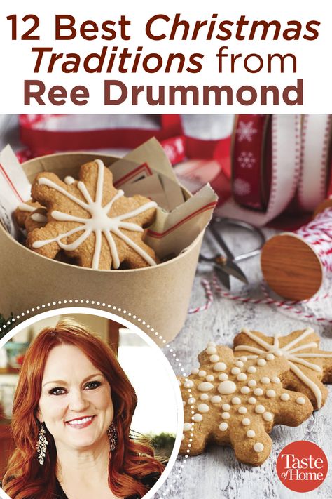 12 Best Christmas Traditions from Ree Drummond Pioneer Woman Christmas Cake Cookies, Christmas Cake Cookies Pioneer Woman, Ree Drummond Cookies, Ree Drummond Recipes Holiday, Food Network Christmas Cookies, Ree Drummond Recipes Desserts, Pioneer Woman Christmas Cookies, Pioneer Woman Holiday Recipes, Pioneer Woman Christmas Recipes