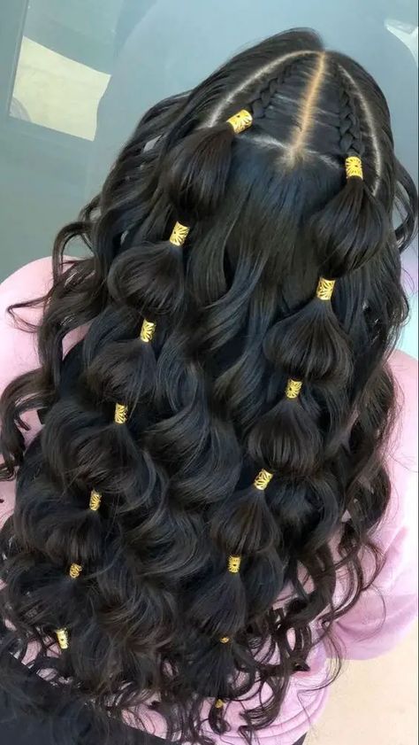 15 Bubble Braid Hairstyles 2024 Ideas Bubble Braid, Curly Hair, Hairstyles, Hair, Pins