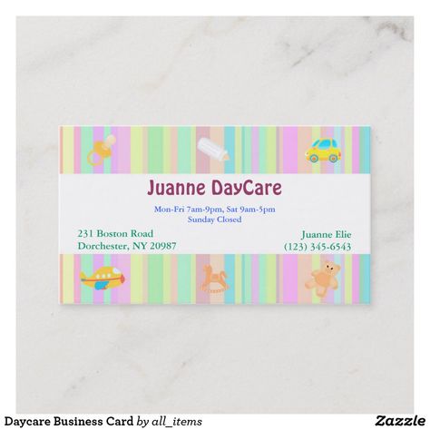 Business Card Free Template, Daycare Business, Free Business Card Templates, Childcare Center, Free Business Cards, Day Care, Custom Business Cards, Business Card Size, Professional Business Cards