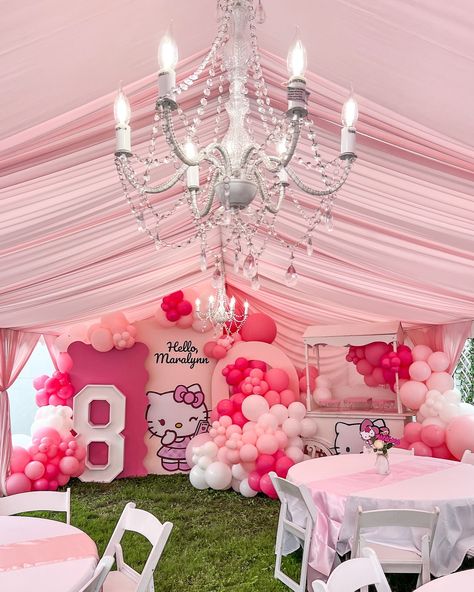 The Perfect backdrops for pink-dreaming Hello Kitty fans, it is elegant and sweet, just like Hello Kitty herself! 🎀✨ Hello Kitty Sweet Sixteen, Hello Kitty Sweet 16 Party, Hello Kitty 1st Birthday Party Ideas, Hello Kitty Quinceanera Theme, Hello Kitty First Birthday Party Ideas, Big Birthday Party Ideas, Hello Kitty Party Theme, Pink Birthday Party Theme, Hello Kitty Bday Party