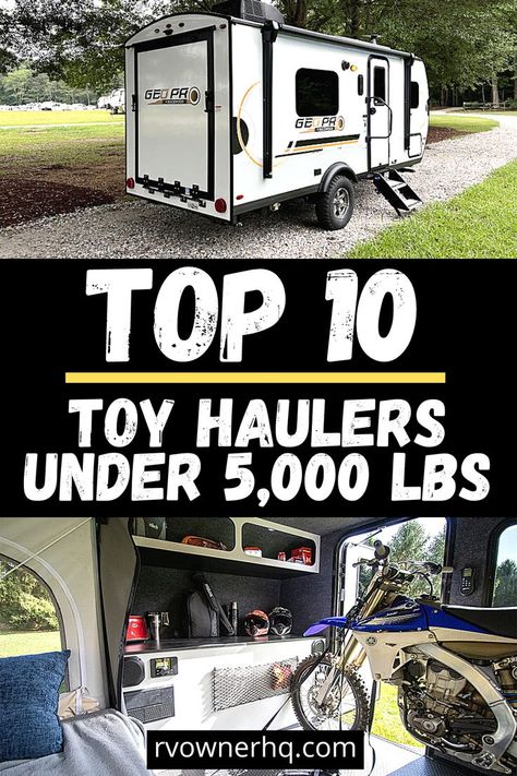 Remodeling A Toy Hauler, Travel Trailer Toy Hauler, Small Toy Hauler Remodel, Toy Hauler Camper Ideas, Small Toy Hauler Camper, Diy Toy Hauler, Toy Hauler Remodel, Boondocking Camping, Utv Trailers