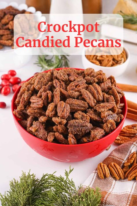 Crockpot Candied Pecans offer a delightful twist on a classic treat. These sweet, crunchy nuts will fill your home with an irresistible aroma as they slowly caramelize in the slow cooker. Crockpot Candied Nuts Recipe, Crockpot Nuts Christmas, Crockpot Candied Pecans, Crockpot Candy Pecans, Praline Pecans Recipe, Kool Aid Pie Recipe, Candied Pecans Easy, Best Christmas Treats, Candied Nuts Recipe