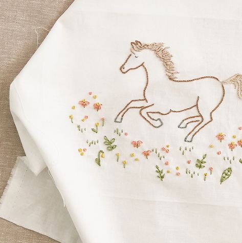 Wild Horse Embroidery Pattern PDF by Sarah Jane Stitches Design, Horse Embroidery, Embroidered Horse, Learning To Embroider, Embroidery Stitches Tutorial, Embroidery Materials, Hand Embroidery Projects, Embroidery Patterns Vintage, Embroidery Gifts