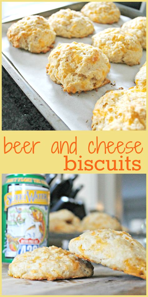 Beer and Cheese Biscuits - Super cheesy biscuits are taken to a whole other level with the addition of beer. You'll be shocked by how easy they are to make! Perfect for breakfast sandwiches or alongside your favorite dinner. Fancy Biscuits, Casserole With Biscuits, Beer Biscuits, Easy Drop Biscuits, Breakfast Casserole With Biscuits, Cheesy Biscuit, Baked Breads, Baking Inspiration, Drop Biscuits