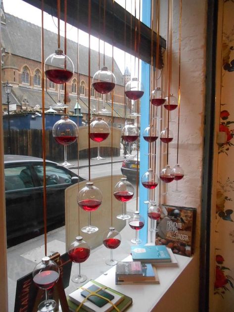 Wine Bar Window Display, Wine Shop Display Store Design, Wine Boutique Design, Alcohol Store Design, Wine Cellar Decor, Wine Shop Window Display, Wine Window Display, Wine Store Design Shop Interiors, Wine Glass Display Ideas