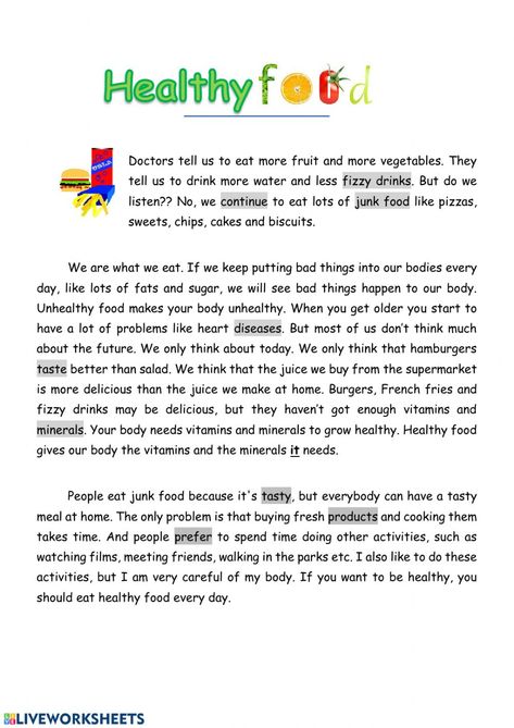 Reading comprehension interactive worksheet for grade 6. You can do the exercises online or download the worksheet as pdf. Reading Comprehension Texts, Healthy Routines, Reading Comprehension For Kids, Esl Reading, Comprehension Exercises, Reading Comprehension Lessons, Essay Writing Skills, Family Reading, Reading Comprehension Passages