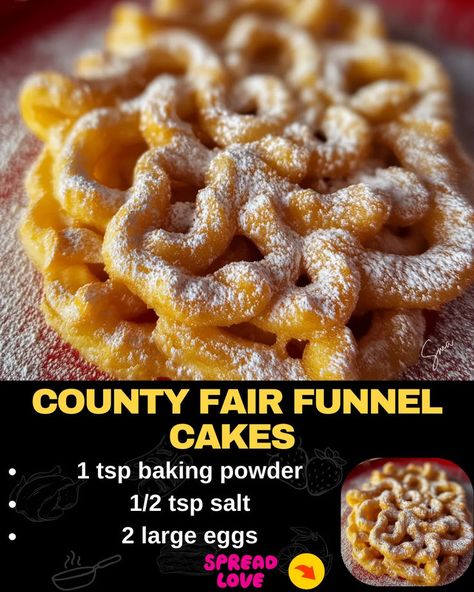 County Fair Funnel Cakes Funnel Cake Batter, Bacon Cheeseburger Meatloaf, Beef Tips And Noodles, Baked Meatloaf, Funnel Cake Recipe, Mexican Casserole Recipe, Cookies And Cream Cheesecake, Funnel Cakes, Loaded Baked Potato Soup