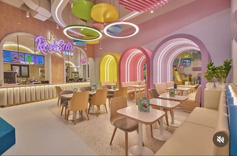 Kids Cafe Ideas, Play Cafe Ideas, Kids Cafe Interior, Play Cafe Business, Indoor Playground Design, Kids Restaurants, Kids Salon, Kindergarten Interior, Indoor Birthday