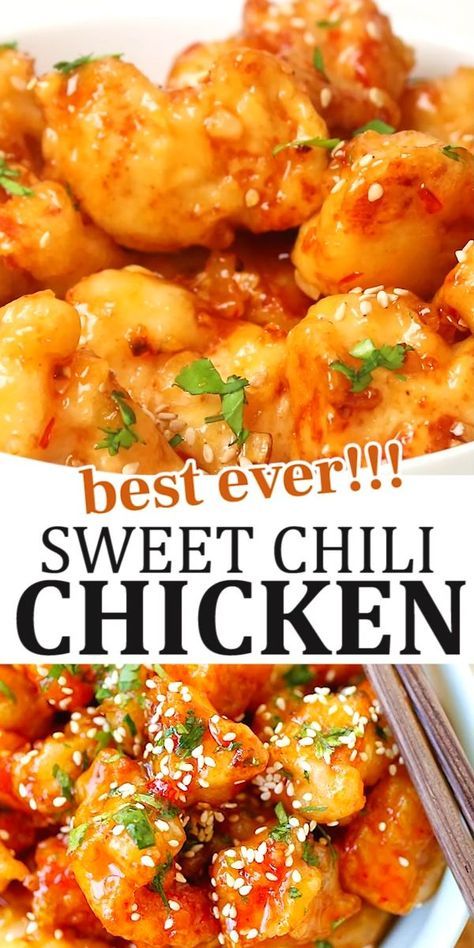 Sweet chili chicken is an easy recipe with crispy chicken and Thai sweet chili sauce. This chicken recipe is so good you will want to lick the plate! Sweet Chili Sauce Chicken, Sweet Chili Sauce Recipe, Sweet Chilli Chicken, Sweet Chili Chicken, Chili Sauce Recipe, Chili Chicken, Chinese Cooking Recipes, Chicken Chili Recipe, Easy Chinese Recipes