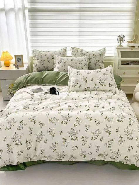 3pcs/set Flower Print Duvet Cover Set Without Filler, Boho Duvet Cover Set (1pc Comforter Cover, 2pcs Pillowcase) For Bedroom | SHEIN USA Simple Duvet Cover, King Size Bed Sheets, Flower Bedding, Home Bedding, Soft Bedding, Flat Bed, Bed Sets, Plant Pattern, Comforter Cover