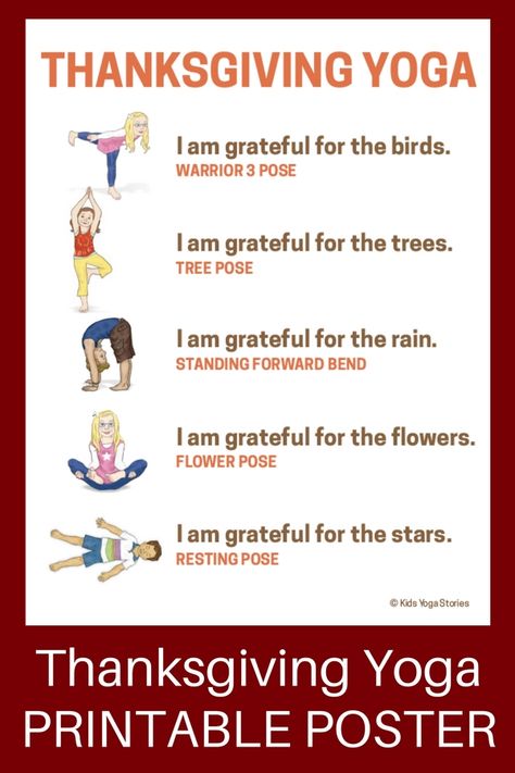 Give thanks to nature through these Thanksgiving yoga poses for kids + enjoy these recommended Thanksgiving books for kids Yoga Preschool, Thanksgiving Yoga, Thanksgiving Books For Kids, Preschool Yoga, Yoga Poses For Kids, Fall Yoga, Elementary Pe, Spring Yoga, Thanksgiving Books