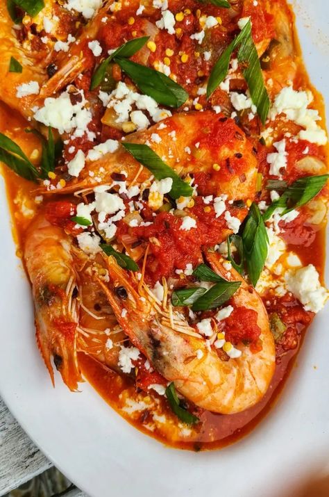 Shrimp Saganaki II | Kalofagas.ca Shrimp Saganaki Recipe, Shrimp Saganaki, Saganaki Recipe, One Pot Cooking, Crab Stuffed Shrimp, Greek Cooking, Homemade Tomato Sauce, Cook Off, Greek Food