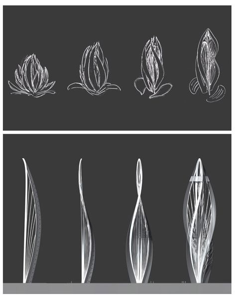 Biomimicry Architecture, Bionic Design, Desain Lanskap, Conceptual Architecture, Genius Loci, Parametric Architecture, Architecture Design Sketch, Fleur Design, Skyscraper Architecture