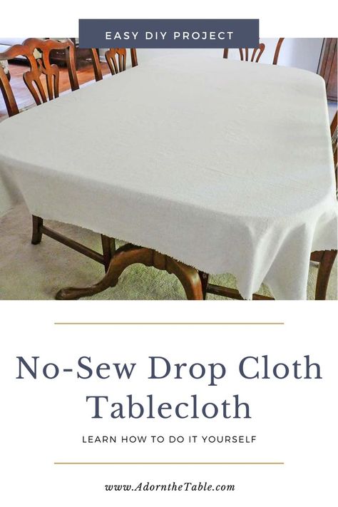 Drop cloth tablecloth on table. Tela, Drop Cloth Tablecloth, Crochet Table Cloth Pattern, Tablecloth Diy, Table Cloth Pattern, Cloth Tutorial, Crochet Table Cloth, Cheap Tablecloths, Diy Tablecloth