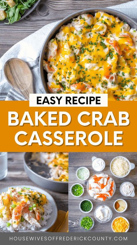 baked crab casserole Easy Crab Meat Recipes, Crab Bake, Crab Casserole, Seafood Casserole Recipes, Baked Crab, Crab Meat Recipes, Meat Casserole, Seafood Bake, Creamy Crab