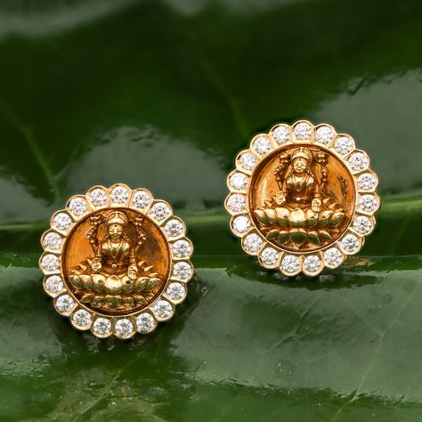 Lakshmi Devi Studs Gold, Silver Articles, Akshaya Tritiya, Lakshmi Devi, Small Umbrella, Gold Jewelry Outfits, Gold Bead Earrings, Gold Designs, Gold Chains For Men