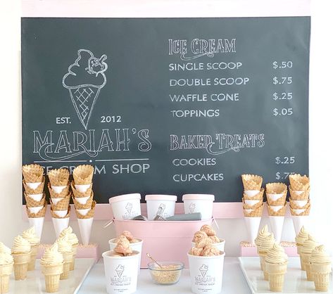 Ice Cream Parlor Party, Ice Cream Cart, Party Dessert Table, Vintage Ice Cream, Ice Cream Social, Ice Cream Birthday, Ice Cream Parlor, Waffle Cones, Ice Cream Desserts