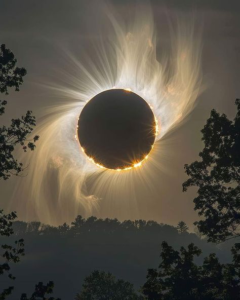 ❓What makes a total solar eclipse possible? It just so happens that the Sun 🌞 is approximately 400 times larger than the Moon🌛 AND 400 times more distant from the Earth 🌎 A coincidence? I think not. 🙌 “The heavens declare the glory of God” Eclipse Photography, Sun Aesthetic, Moon Eclipse, Ethereal Art, Solar Eclipse, Mother Earth, Dark Art, Beautiful Images, Astronomy