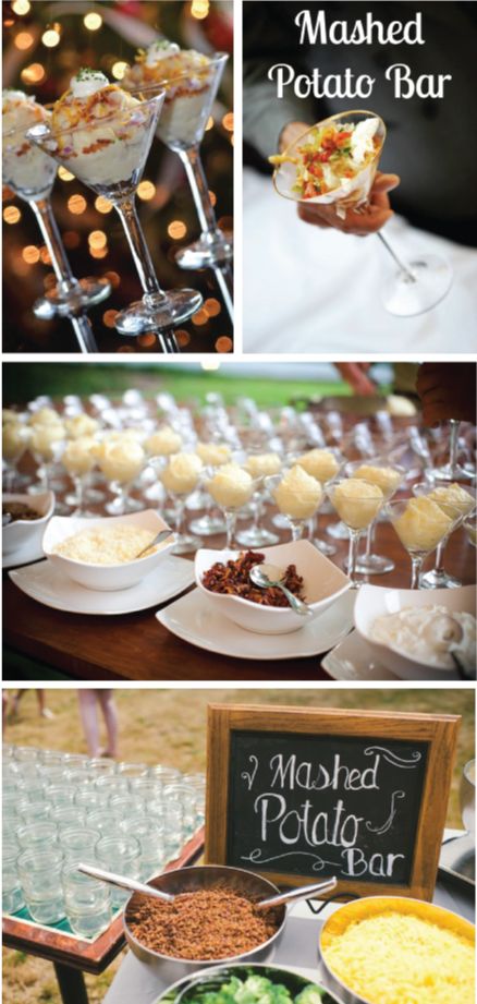 Mash Potatoes Bar Wedding, Making Your Own Food For Wedding, Wedding Mashed Potatoes, Essen, Wedding Mashed Potato Bar Ideas, Mashed Potato Party, Mashed Potatoes Wedding, Mashed Potato Cocktail Hour, Wedding Buffet Ideas Food Stations Mashed Potato Bar