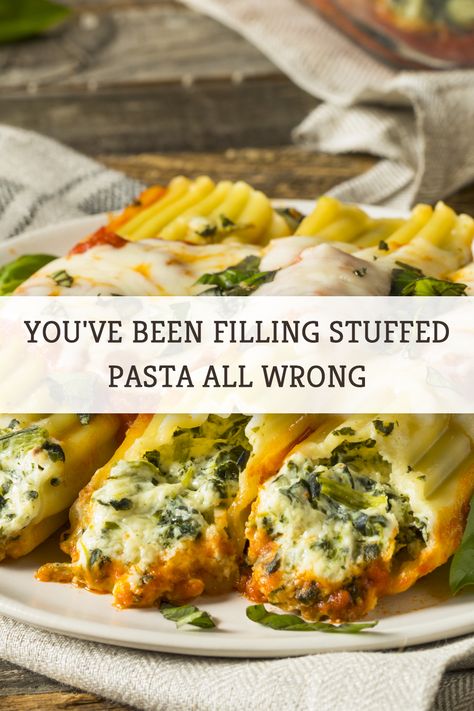 Making stuffed pasta dishes can actually be quite simple. #pasta #cookingtips #kitchenhacks #cookingathome Pasta Filling Ideas, Stuffed Cannolini, Filled Pasta Recipes, Stuffed Pasta Manicotti, No Boil Manicotti Recipe, Manicotti Filling, Manicotti Pasta, Manicotti Recipe, Stuffed Pasta