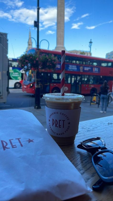 Pret Coffee Aesthetic, London Snapchat Stories Morning, Coffee Shop In London, Fake London Snaps, Pret Coffee, Living In London Aesthetic, London Snap, London Life Aesthetic, London Diaries