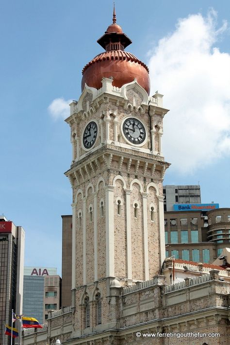 Clock tower of the Sultan Abdul Samad building in Kuala Lumpur, Malaysia Malaysia Building, Merdeka Square, Architecture Wallpaper, Malaysia Travel, Best Filters For Instagram, Singapore Travel, Kuala Lumpur Malaysia, Time Flies, Clock Tower