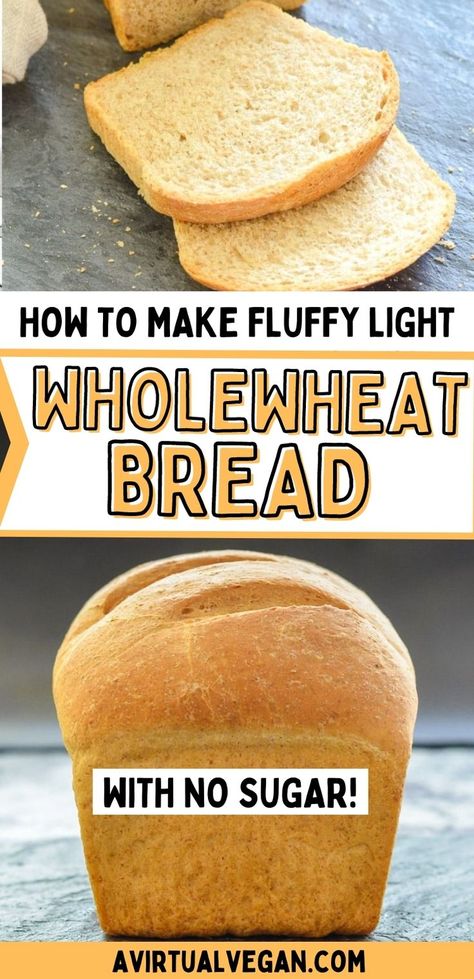 Easy Whole Wheat Bread, Healthy Homemade Bread, Sugar Free Bread, Low Calorie Bread, Whole Wheat Bread Recipe, Homemade Sandwich Bread, Wheat Bread Recipe, Sugar Bread, Healthy Bread Recipes