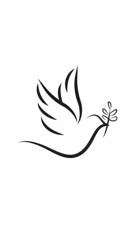 Single Line Dove Tattoo, Dove Outline Tattoo, Dove Drawing, Spirit Drawing, Tiny Bird Tattoos, Catholic Tattoos, Olive Branch Tattoo, Peace Tattoos, Christian Drawings