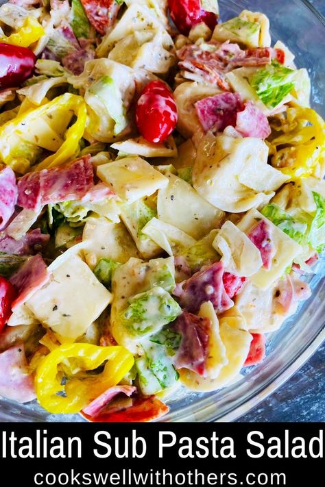 tortellini pasta salad Sub Pasta Salad, Summer Pasta Salad Recipes Cold, Summer Pasta Salad Recipes, Pasta Salad With Tortellini, Italian Sub, Holiday Side Dish, Tortellini Pasta, Tortellini Salad, Best Pasta Salad