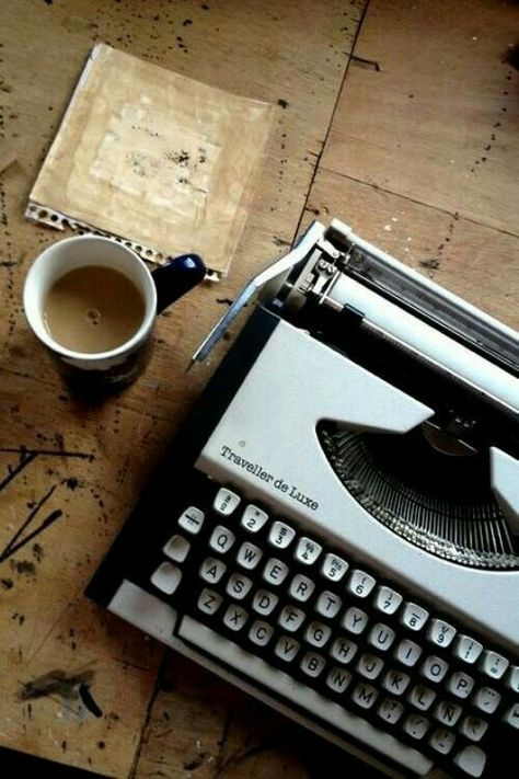 . Vintage Typewriters, Writing Life, A Cup Of Coffee, Coffee And Books, Coffee Love, Cup Of Coffee, Writing Inspiration, Typewriter, Coffee Break