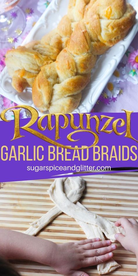 Easy Braided Bread Recipes, Bread Braids, Simple Garlic Bread, Disney Dessert Recipes, Disney Movie Night Food, Themed Nights, Movie Dinner, Disney Themed Food, Disney Inspired Recipes