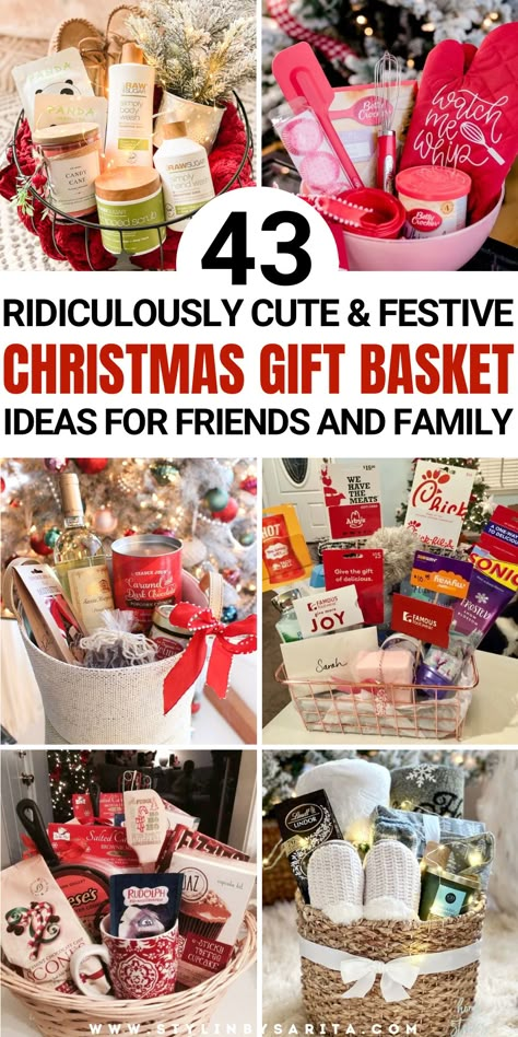 DIY Christmas gift basket ideas Friends Christmas Basket Ideas, Christmas Diy Baskets Ideas, Christmas Morning Mimosa Gift Basket, Work Gift Basket Ideas Christmas, Diy Christmas Baskets For Couples, Christmas Breakfast Basket Ideas, Christmas Coffee Basket Gift Ideas, Couples Christmas Gifts Basket, Office Coworker Christmas Gift Ideas