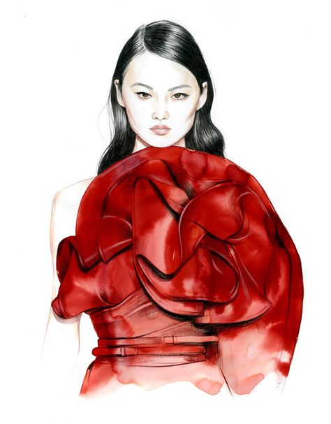 Illustration Face, Fashion Illustration Face, Croquis Fashion, Givenchy Couture, Fashion Dream Job, Elie Saab Couture, Face Illustration, Fashion Design Collection, Face Sketch