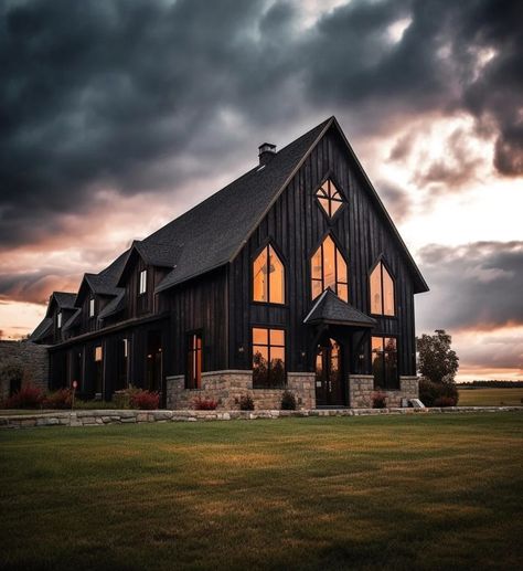 Color Houses Exterior, House Exterior Renovation, House Exterior Remodel, Home Aesthetic Modern, Gothic House Exterior, Housing Exterior, Modern Home Aesthetic, Gothic Farmhouse, Renovation House