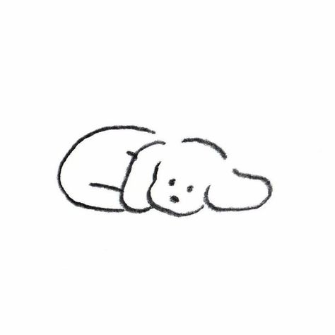 Dog Aesthetic Drawing, Cartoon Dog Tattoo, Puppy Doodle, Dog Doodles, Sleepy Puppy, Cute Easy Doodles, Handpoke Tattoo, Easy Doodle, Sweet Dog