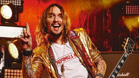 Justin Hawkins The Darkness, Justin Hawkins, Song Tattoos, Geddy Lee, Belsize Park, Gene Simmons, Bus Ride, Ozzy Osbourne, A Castle