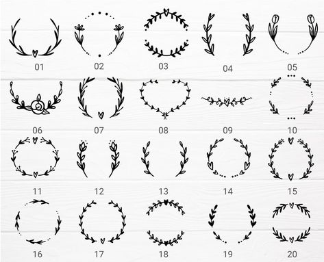 Border Tattoo, Laurel Wreath Tattoo, Monogram Border, Wreath Tattoo, Circle Border, Doodle Borders, Circle Borders, Svg Monogram, Hand Doodles