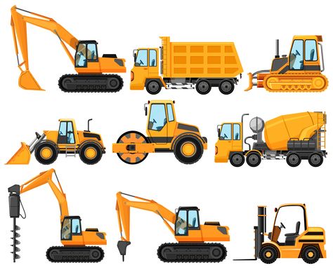 Download the Different types of construction trucks 298886 royalty-free Vector from Vecteezy for your project and explore over a million other vectors, icons and clipart graphics! Transportation Birthday, Construction Trucks, Cars Theme Birthday Party, Shop Front Signage, Dino Birthday, Construction Party, Construction Birthday, Shop Front Design, Construction Types