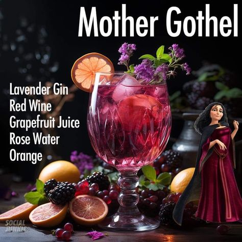 Disney Mixed Drinks, Disney Alcoholic Drinks, Disney Cocktails, Bartender Drinks Recipes, Mother Gothel, Cold Starbucks Drinks, Disney Drinks, Fun Drinks Alcohol, Bartender Drinks